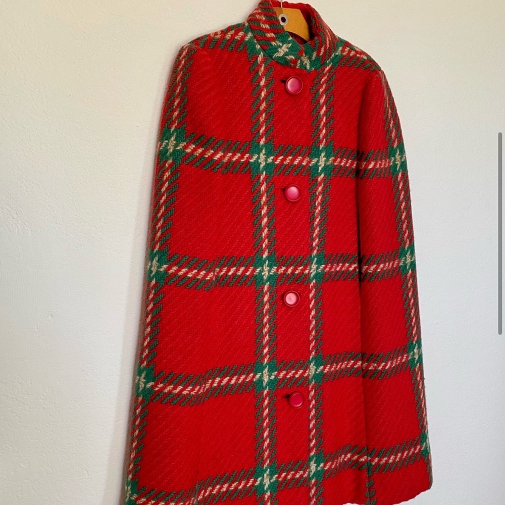 INSANE VINTAGE 1950'S PLAID WOOL CAPE